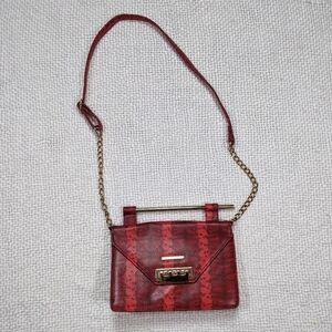 New Rampage Wild Snake Red Faux Snake Skin Crossbody‎ Bag with Gold Hardware
